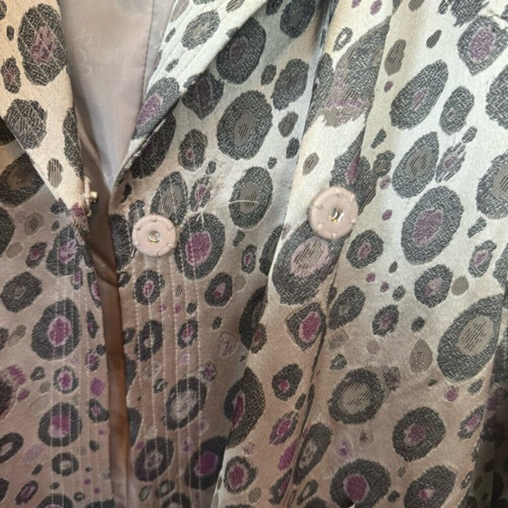 Samuel Dong NEW Trench Coat Metallic Texture Neutral Dress Pockets Jacket Animal - Picture 8 of 16
